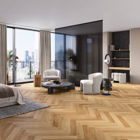 Herringbone flooring near me in Karachi with durable timber and perfect finish