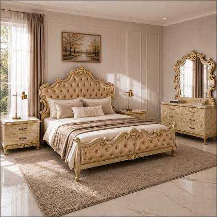 Royal comfort near you with elegant headboard and hydraulic storage
