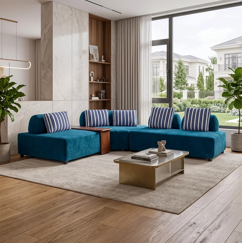 Quality L shaped sofas in Karachi with solid hardwood frames